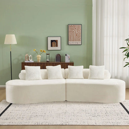 Modern Curved Sofa with Pillows for Living Room