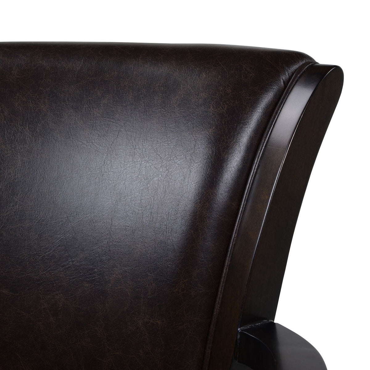 Swivel counter height bar stool with back in dark brown leather and hardwood by HouseOfZazla on Tampa Home & Garden Store