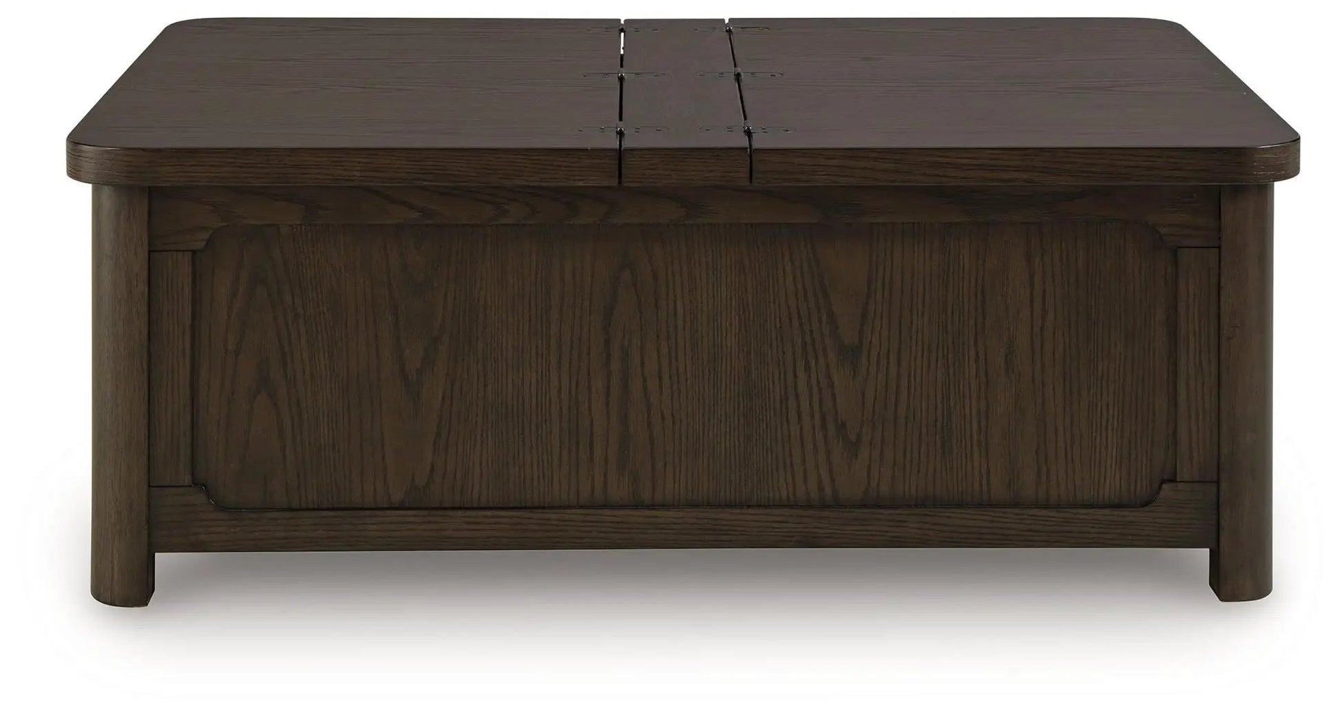 Breckington cocktail table with storage in dark brown wood, folding hinged top on Tampa Home & Garden Store