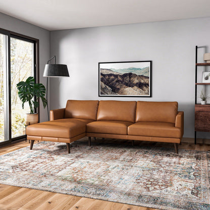 Lore High Quality L-Shaped Sectional Sofa in tan leather by HouseOfZazla on Tampa Home & Garden Store