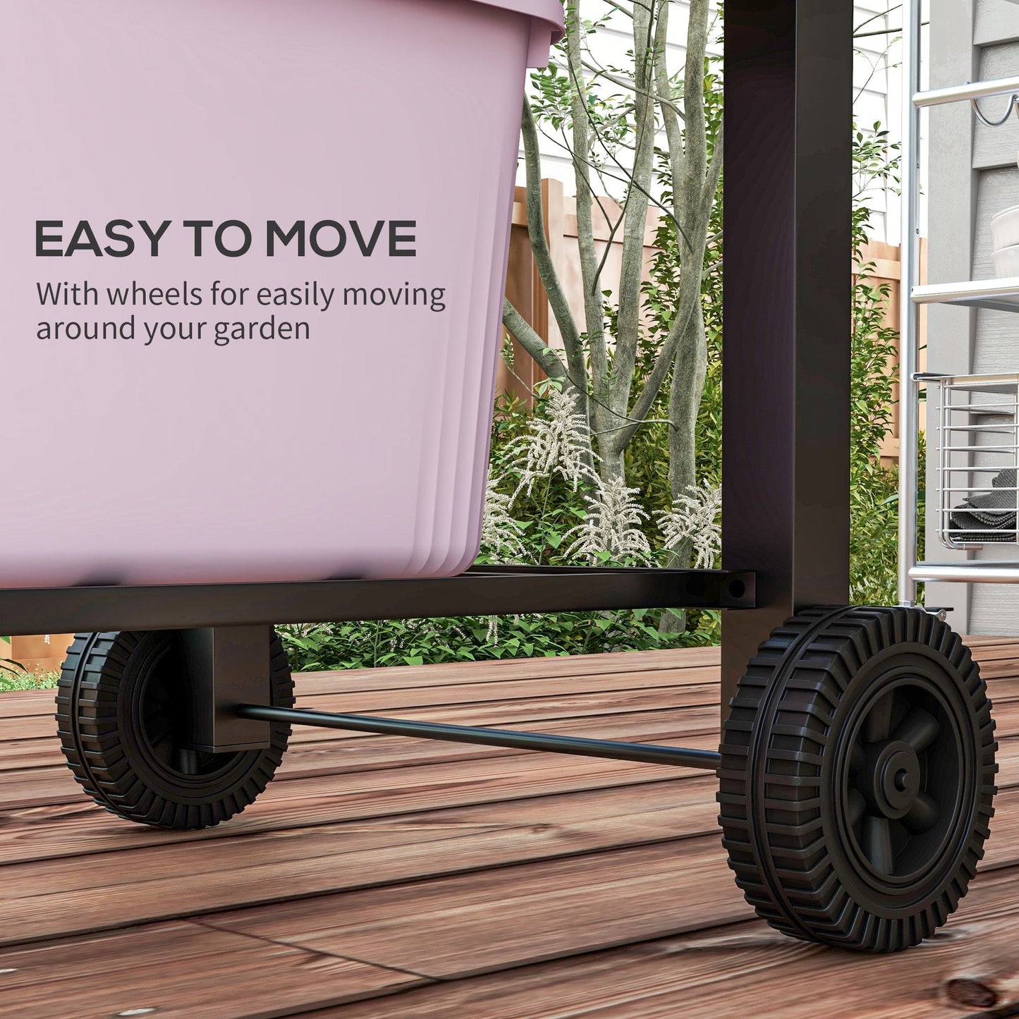 Outsunny charcoal grill with adjustable height and folding shelves on a heavy wheeled cart on Tampa Home & Garden Store