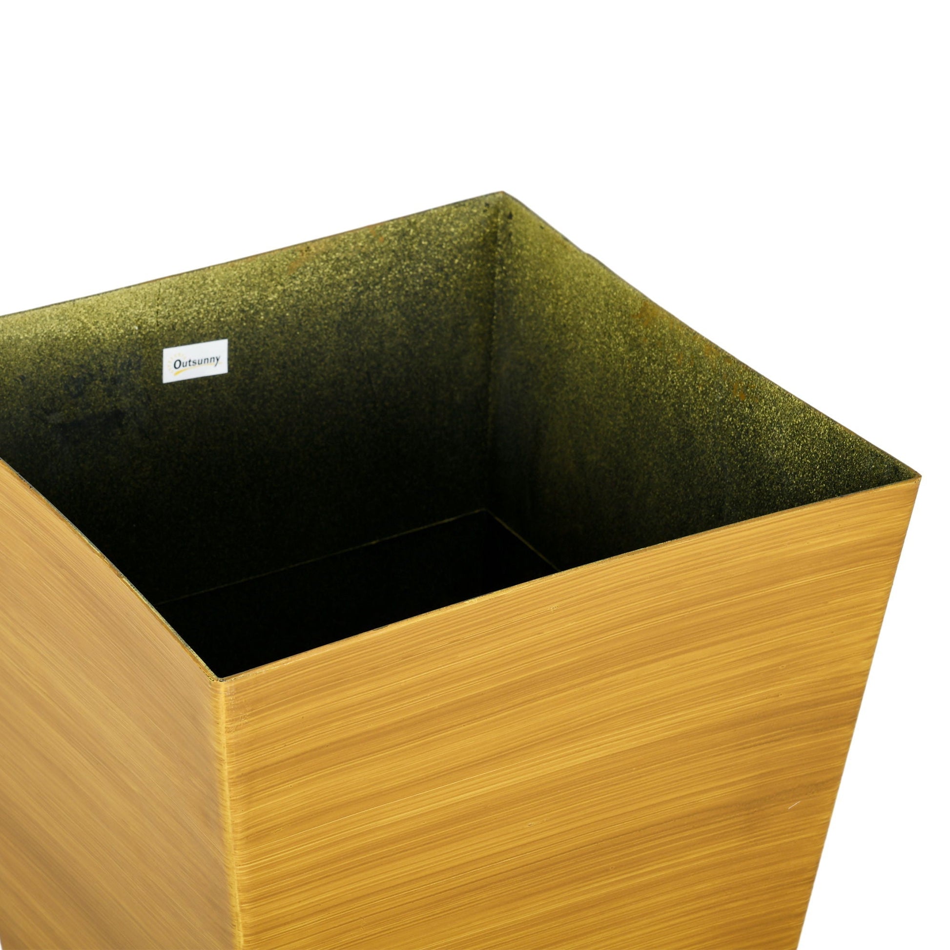 Outsunny large tapered planter with faux wood exterior and black interior, drainage holes on Tampa Home & Garden Store