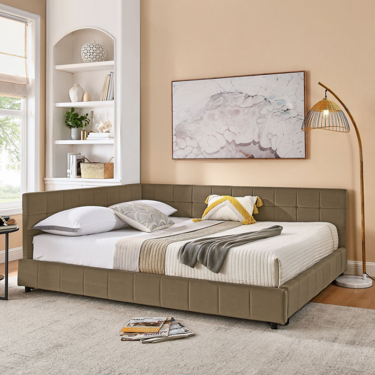Mid-Century Upholstered Bed Frame and Backrest