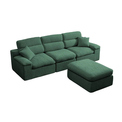 Corner Chaise Sofa With High Backrest in green textured fabric 2-piece living room set on Tampa Home & Garden Store