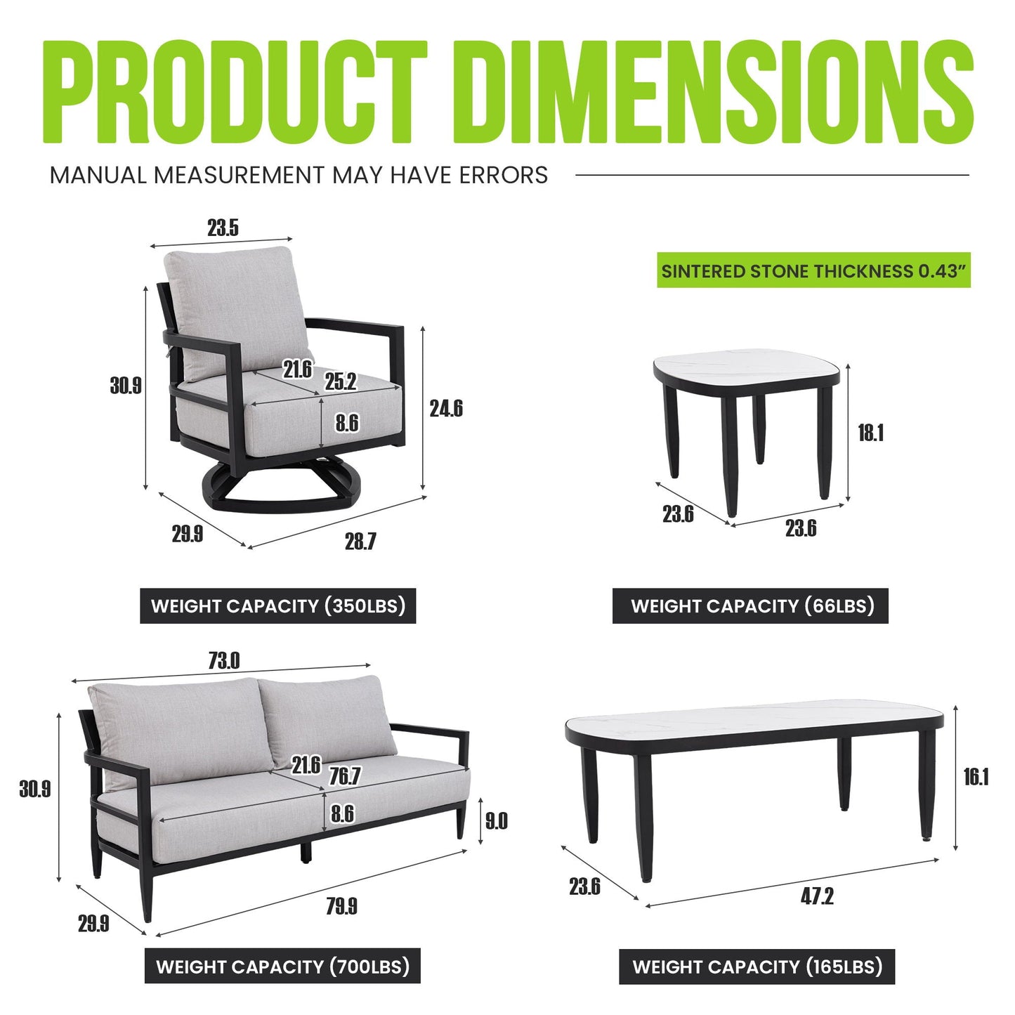 Outdoor Conversation Set with Sunbrella Cushions