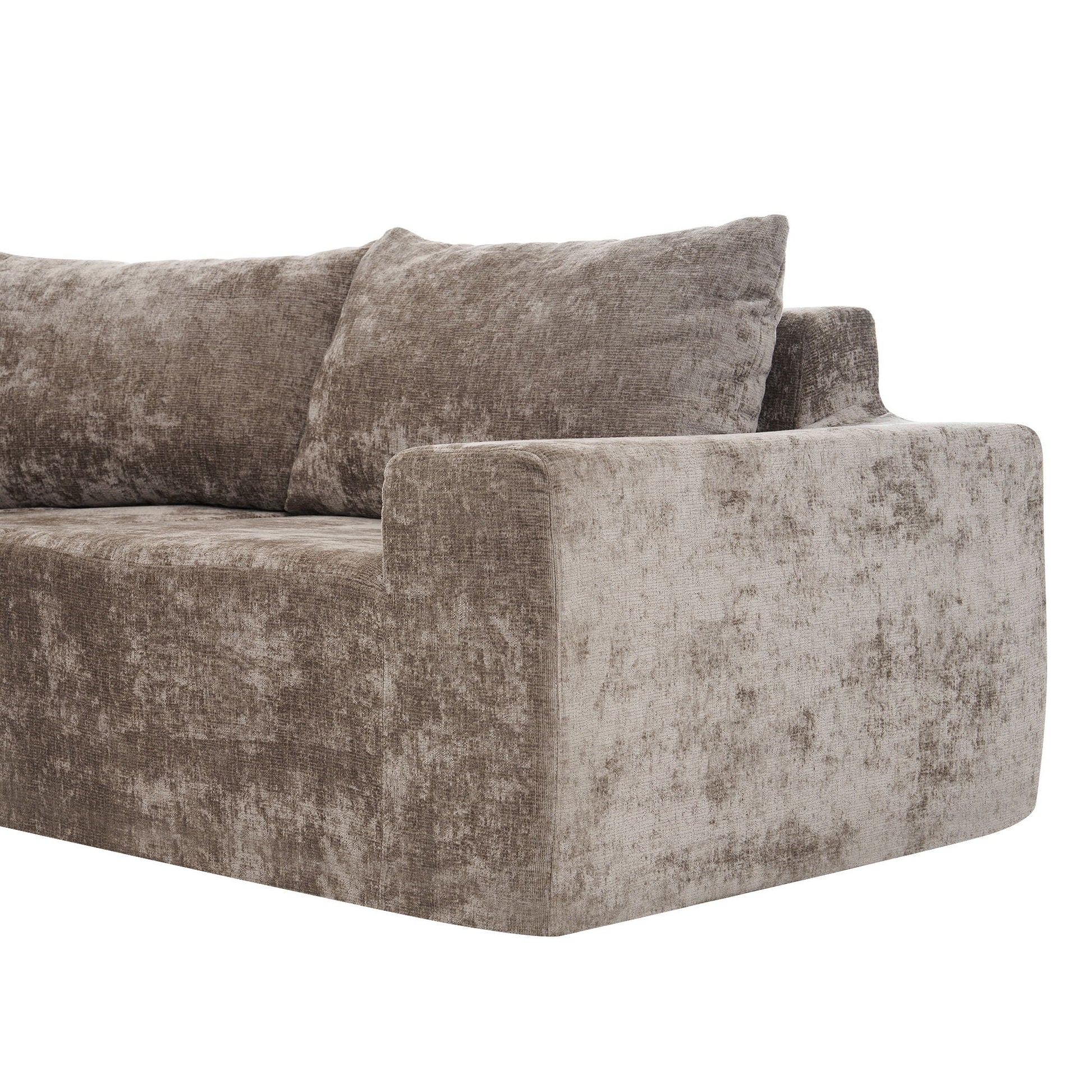 Modular Cloud Sectional Sofa Set with deep-seat cushions in taupe textured fabric on Tampa Home & Garden Store