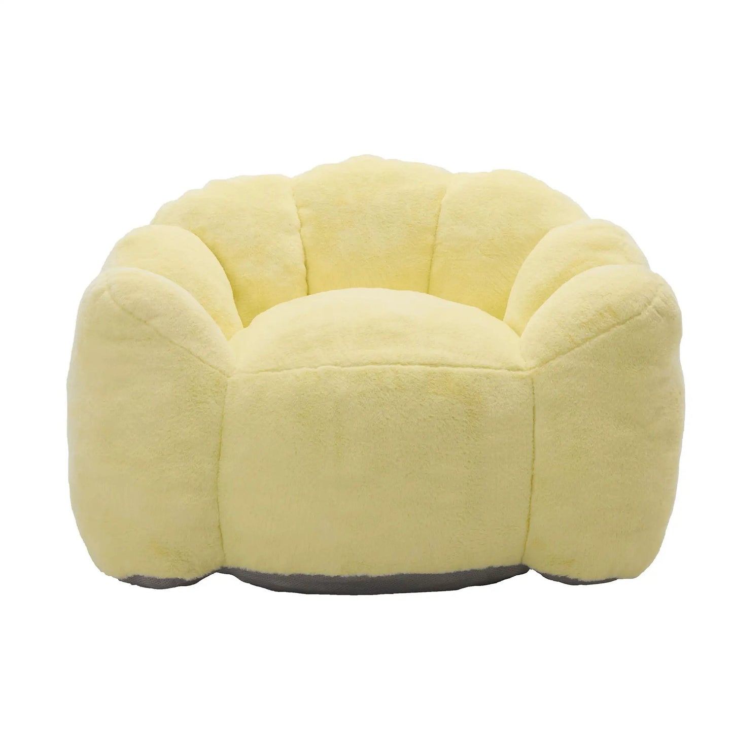 Lotus Style Compression Sofa With Pull Ring bean bag chair in pale yellow plush with petal panels on Tampa Home & Garden Store