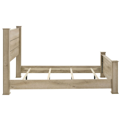 Sansome queen panel bed frame in oak finish with tall headboard and low footboard on Tampa Home & Garden Store