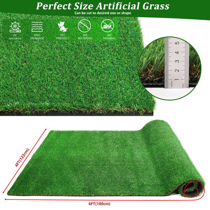 4FTX6FT outdoor artificial grass running blanket, thick and realistic fake grass roll with a pile height of 1.38 inches