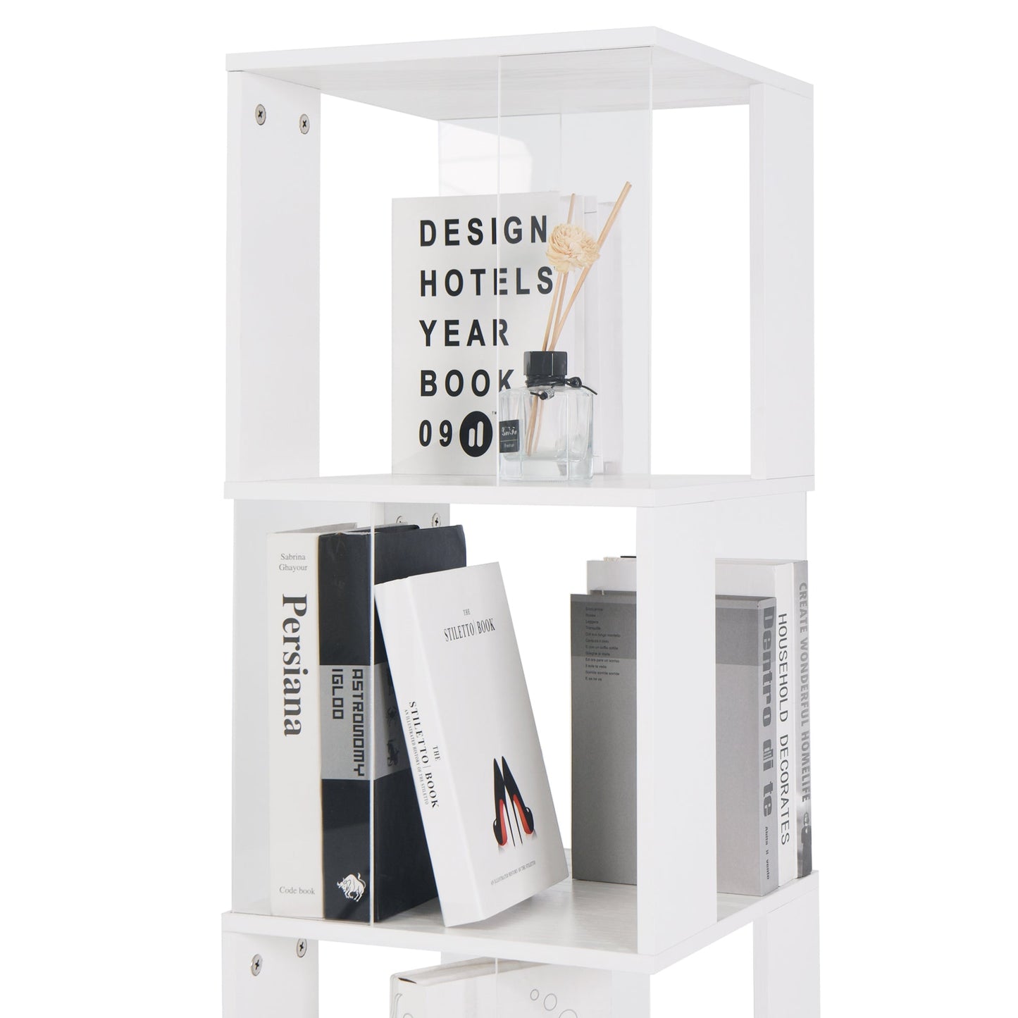 6-layer rotating acrylic board simple bookshelf, multi-functional creative bookshelf for students in the living room - Tampa Home & Garden Store