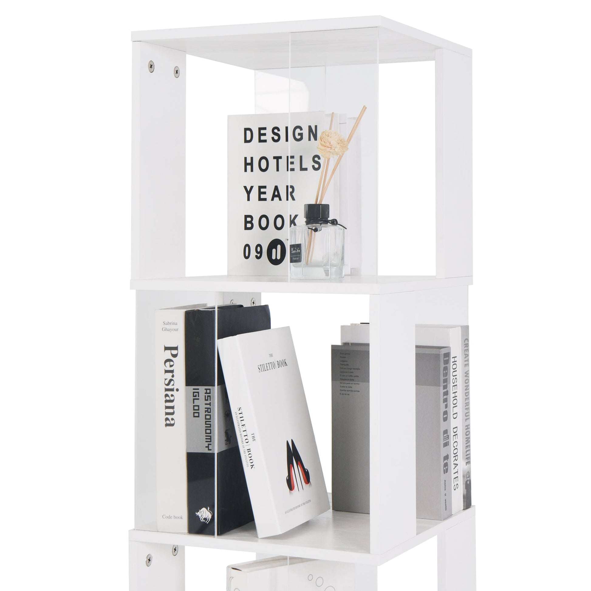 6-layer rotating acrylic board simple bookshelf, multi-functional creative bookshelf for students in the living room - Tampa Home & Garden Store