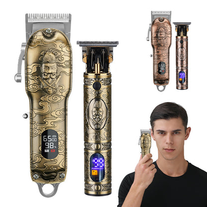 All Metal Hair Clipper Retro Oil Head Carving Scissors Machine Set USB Charging Electric Hair Clipper - Tampa Home & Garden Store