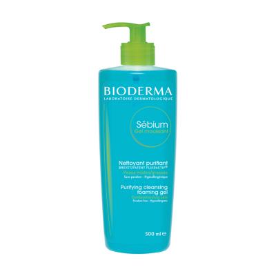 Bioderma Sebium purifying cleansing foaming gel bottle blue with green pump on Tampa Home & Garden Store