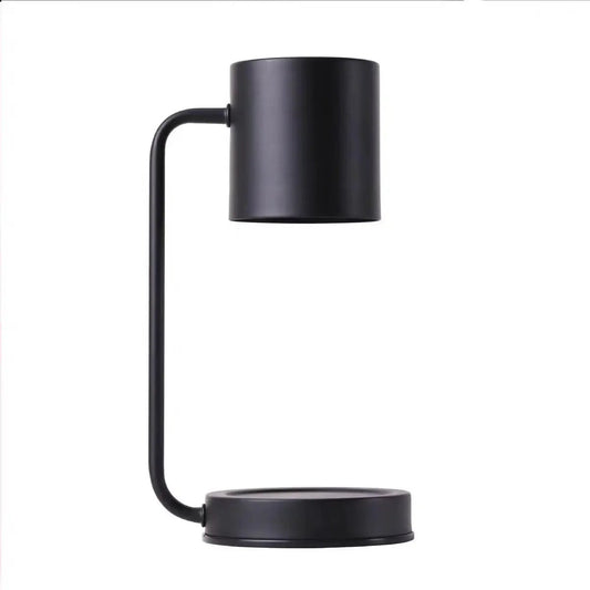 Nordic Wax Melting Lamp dimmable table warmer in black metal with arm and cylindrical shade on Tampa Home & Garden Store