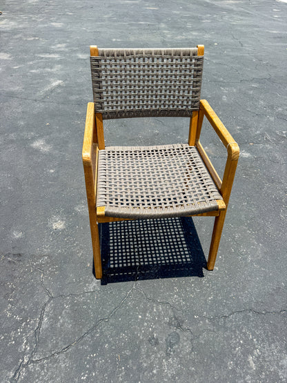 Teak and Synthetic Rope Grey Patio Armchair