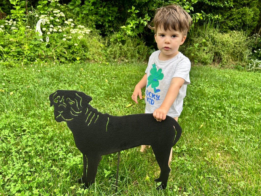 BullMastiff garden stake or wall hanging, black metal silhouette, Rustica Ornamentals Style 1 on Tampa Home & Garden Store