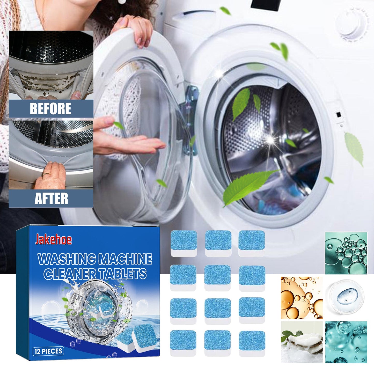 Washing Machine Cleaning Effervescent Tablet, Washing Machine Slot Stain Cleaner Effervescent Tablet Automatic Cleaning - Tampa Home & Garden Store