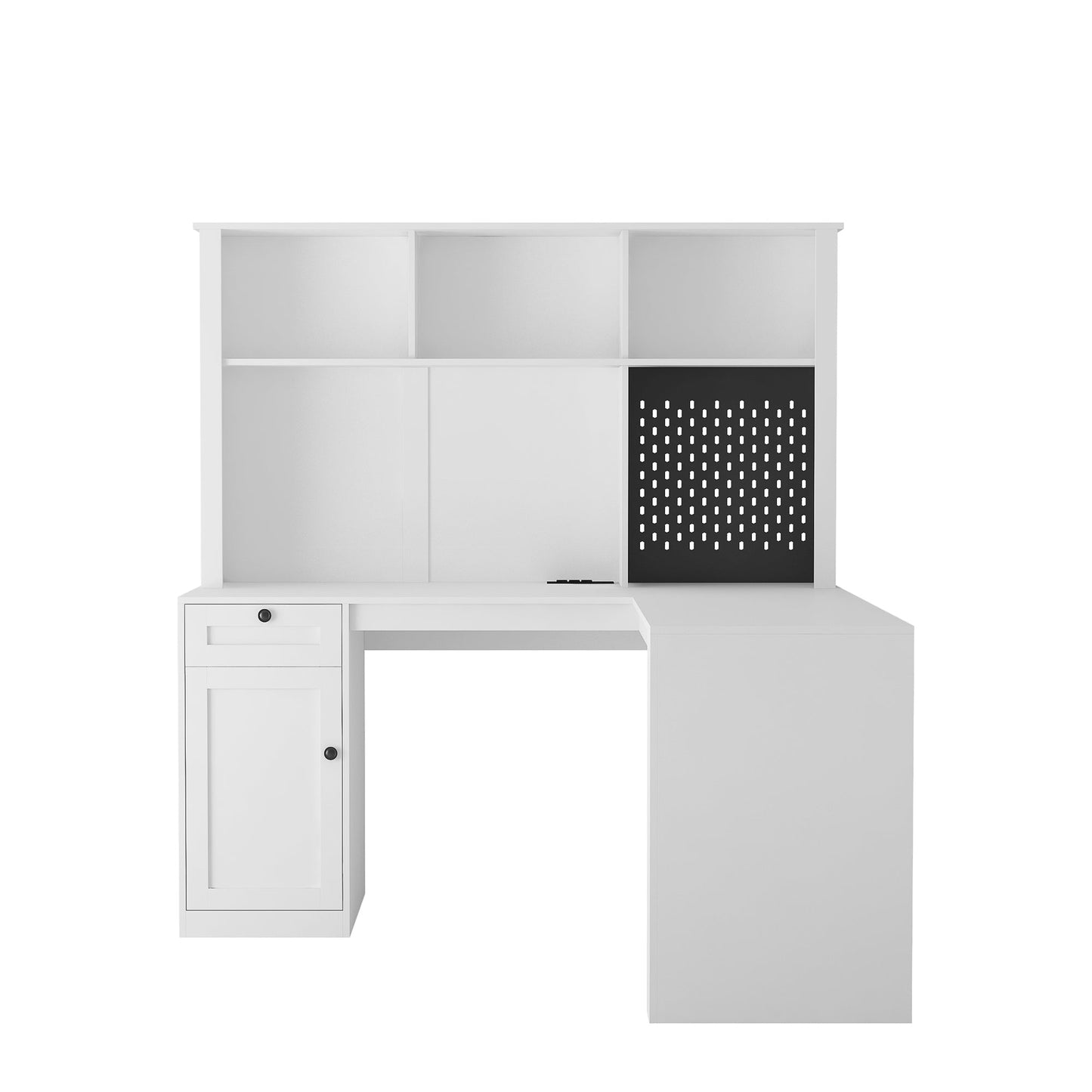Corner gaming computer desk with socket, drawers, bookshelf and writing desk, modern L-shaped learning desk with storage space - Tampa Home & Garden Store
