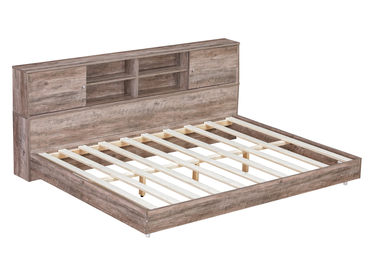 Full Size Daybed Frame with Storage Bookcases Wood Light Oak - Tampa Home & Garden Store