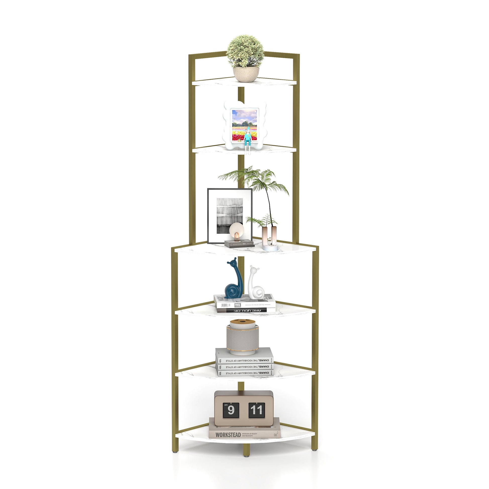 6-story corner open bookshelf, modern bookshelf, wooden frame, independent bookshelf unit, - Tampa Home & Garden Store