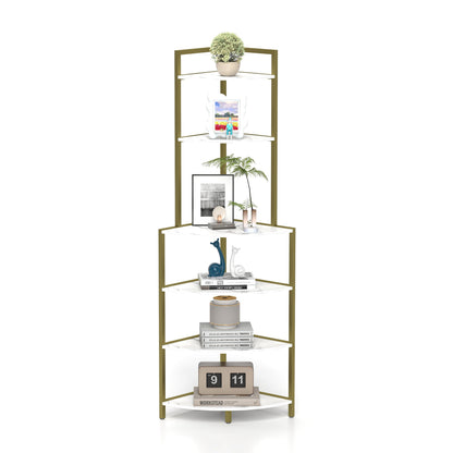 6-story corner open bookshelf, modern bookshelf, wooden frame, independent bookshelf unit, - Tampa Home & Garden Store