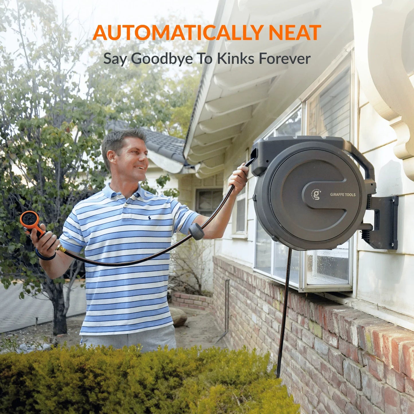 Enrouleur de tuyau d'arrosage rétractable 65 pieds à 155 pieds