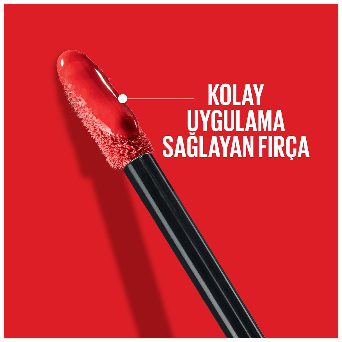 Liquid lipstick wand in red glossy Wicked shade with black tube on bold red background on Tampa Home & Garden Store