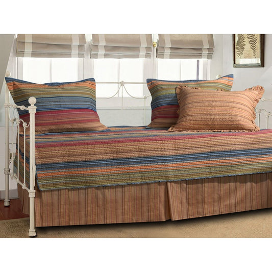 Reversible 5-Piece Daybed Set with Bed-skirt and Three Pillow Shams - Tampa Home & Garden Store