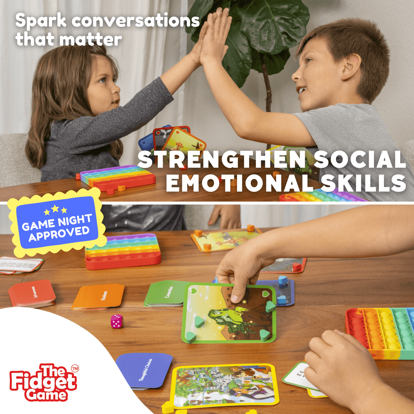 Saving Wabi Sabi educational game by The Fidget Games with colorful cards on a wood table on Tampa Home & Garden Store