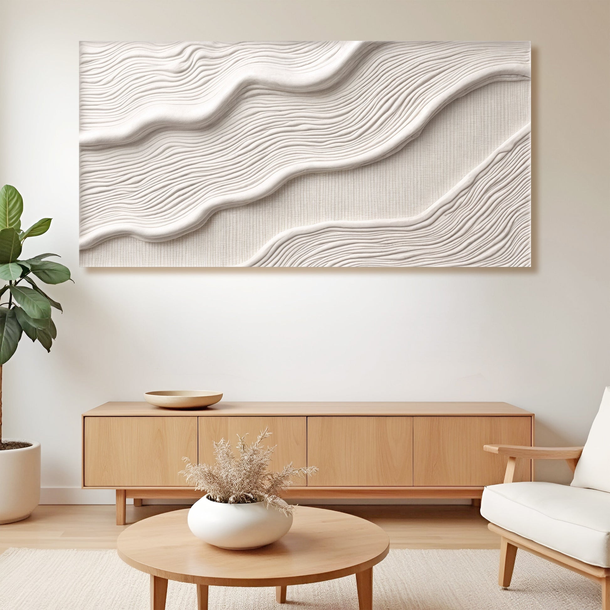 Ivory Abstract Wall Art II canvas by Tailored Canvases with textured waves crafting canvas on Tampa Home & Garden Store
