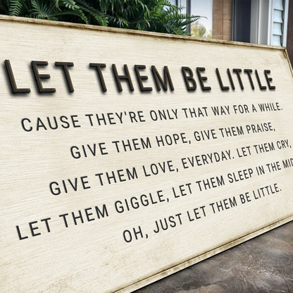 Let Them Be Little Playroom Sign canvas by Tailored Canvases beige textured crafting canvas with bold black lettering on Tampa Home & Garden Store
