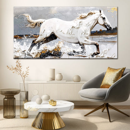 Modern Abstract Horse Canvas Tailored Canvases: white horse splashing through water on Tampa Home & Garden Store