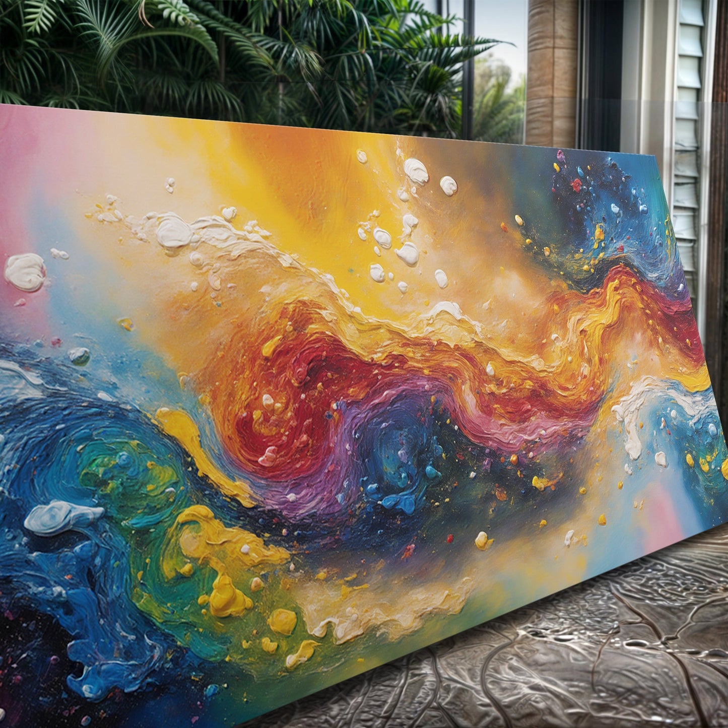 Chroma Nova Wall Art canvas from Tailored Canvases, crafting canvas with bold swirling colors on Tampa Home & Garden Store