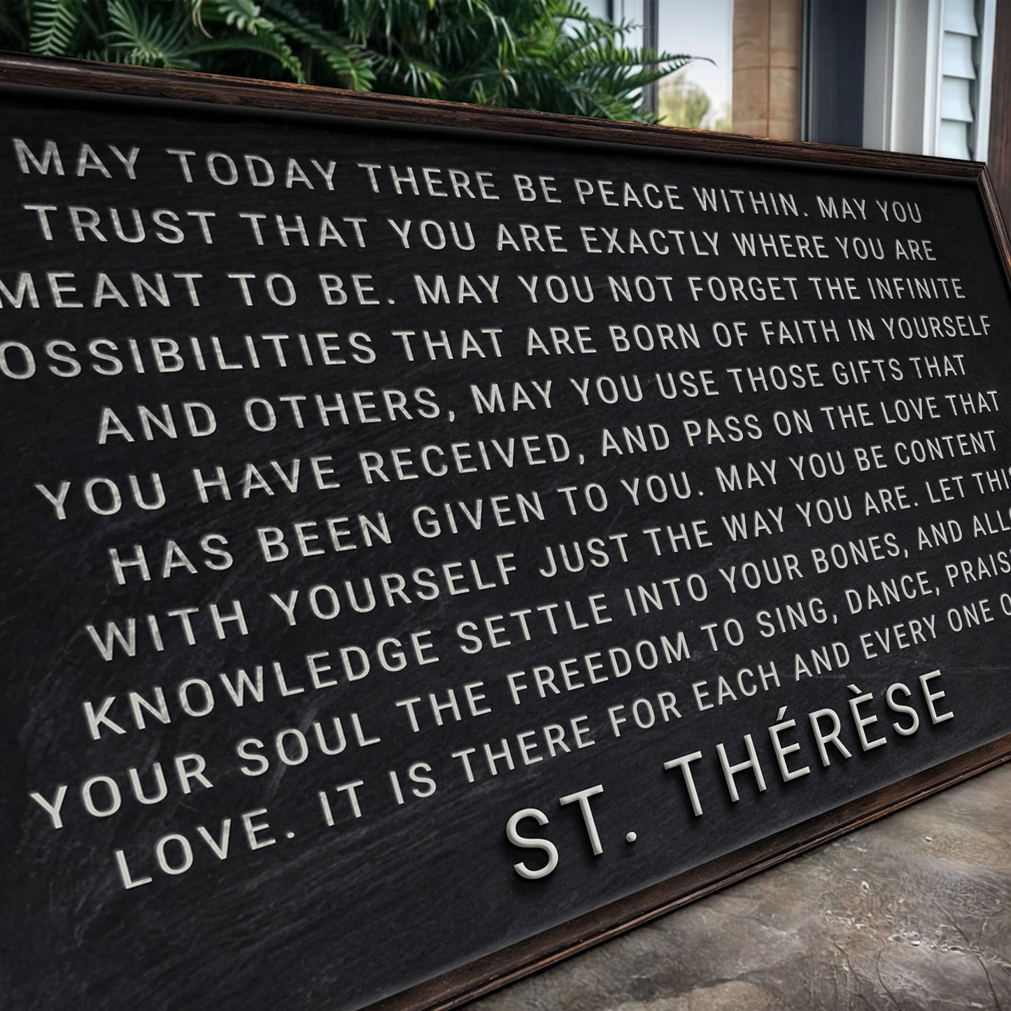 May Today There Be Peace Within Faith Sign on Tailored Canvases canvas, black with white text on Tampa Home & Garden Store