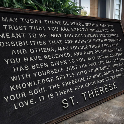 May Today There Be Peace Within Faith Sign on Tailored Canvases canvas, black with white text on Tampa Home & Garden Store