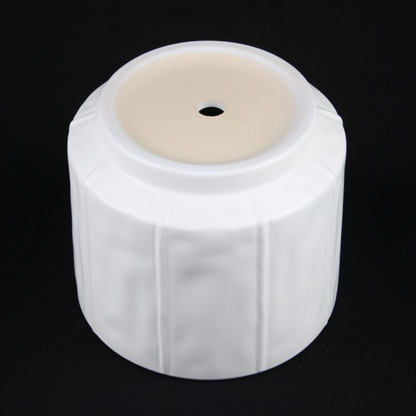 3-Piece White Stoneware Planter Pot Set with Soft Vertical Texture