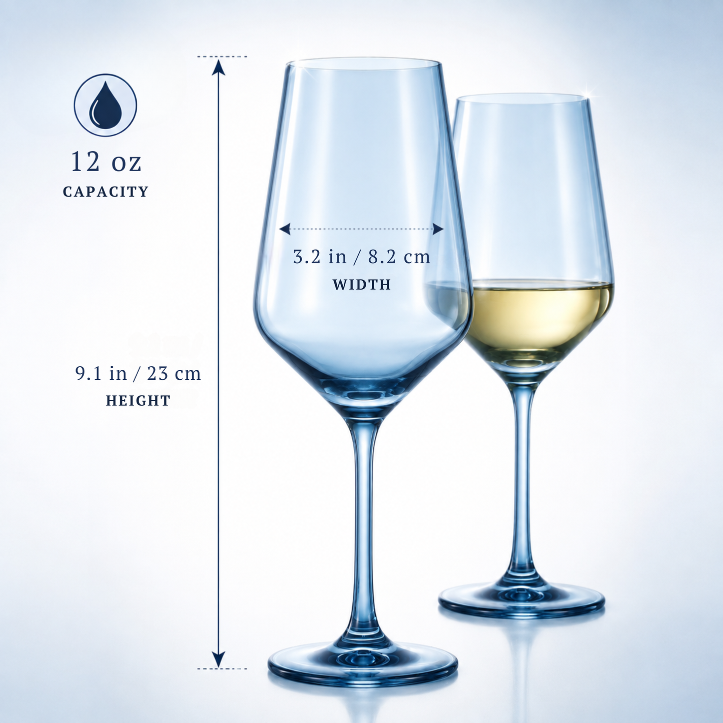 Cloudy Blue Stemmed Wine Glassware Set of Two