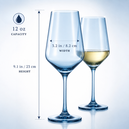Cloudy Blue Stemmed Wine Glassware Set of Two