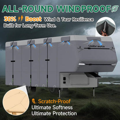 Umbrauto 5th Wheel RV Cover upgraded 7-layer top anti-UV waterproof breathable gray on Tampa Home & Garden Store
