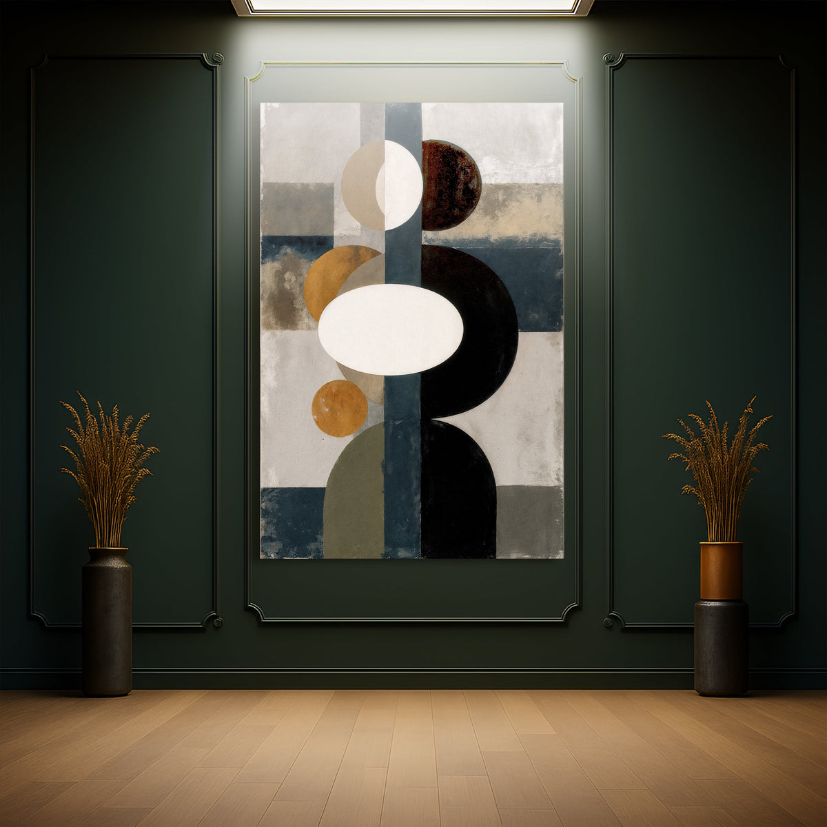 Abstract Contemporary Geometry Wall Art canvas by Tailored Canvases with circles on panel on Tampa Home & Garden Store