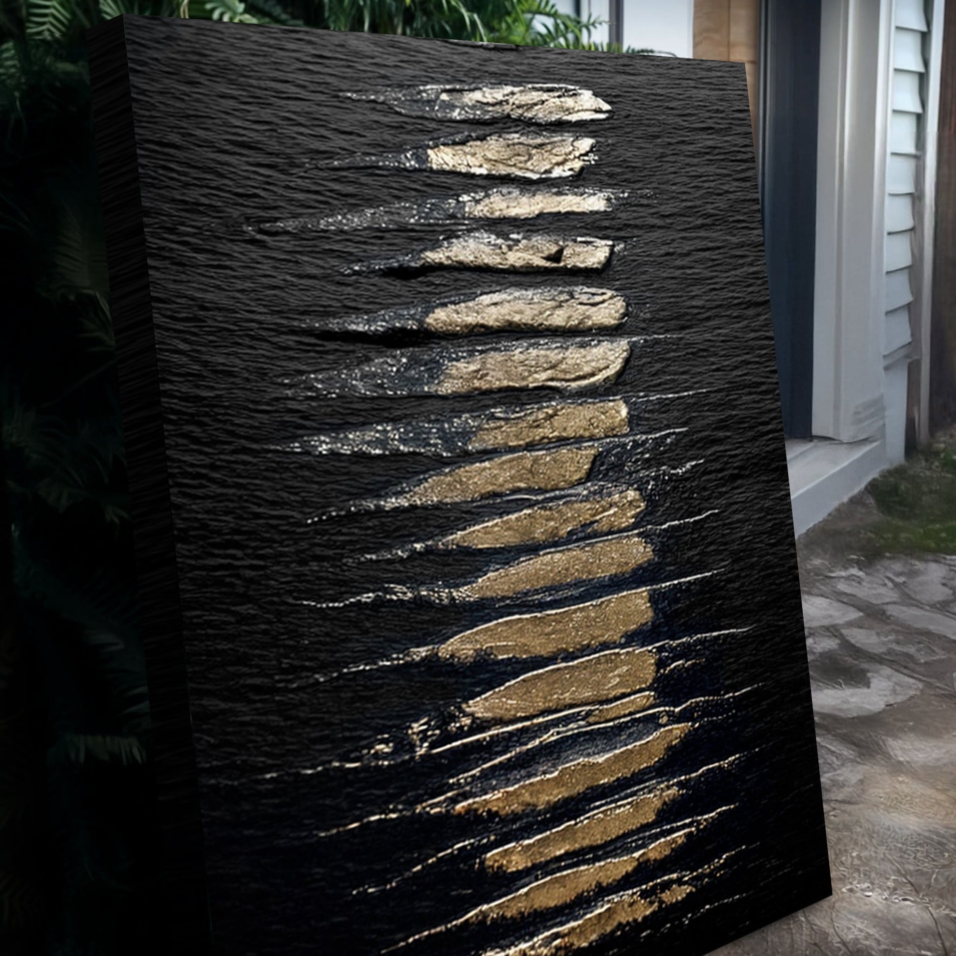 Black And Gold Abstract Minimalist Wall Art canvas by Tailored Canvases on Tampa Home & Garden Store