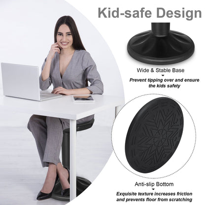 Taburete ajustable de aprendizaje activo para oficina en casa con asiento acolchado - Negro