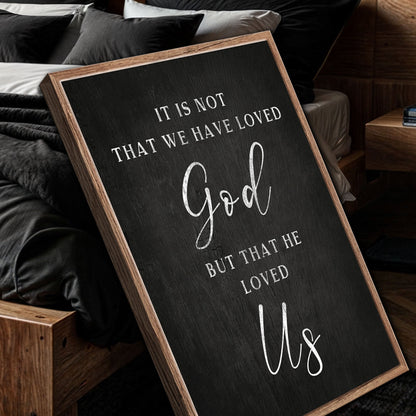 1 John 4:10 Faith Sign VI canvas on blackboard surface with wood frame, two signs on Tampa Home & Garden Store