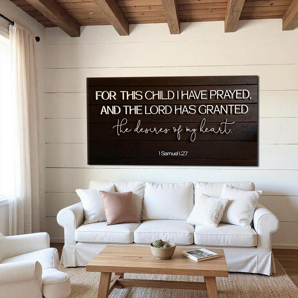 Canvas sign 1 Samuel 1:27 by Tailored Canvases in dark wood plank with white scripture text on Tampa Home & Garden Store