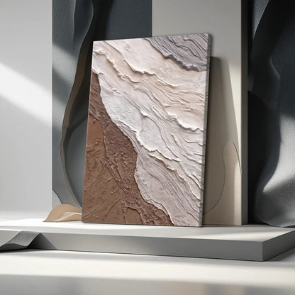 Abstract Earthy Waves Canvas wall art with textured sandstone tones by Tailored Canvases on Tampa Home & Garden Store