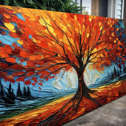 Autumn Fire Wall Art crafting canvas by Tailored Canvases with orange leaves on Tampa Home & Garden Store
