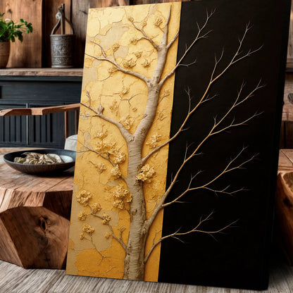 Golden Eclipse Wall Art Canvas 3-panel triptych with gold crackle texture and black panels on Tampa Home & Garden Store