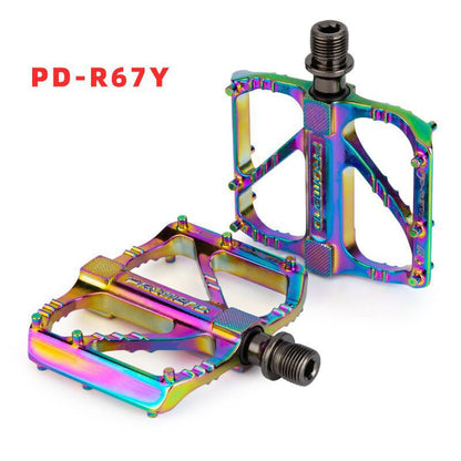 Stevvex bicycle pedals with wide flat platform rainbow finish anti-slip pair on Tampa Home & Garden Store