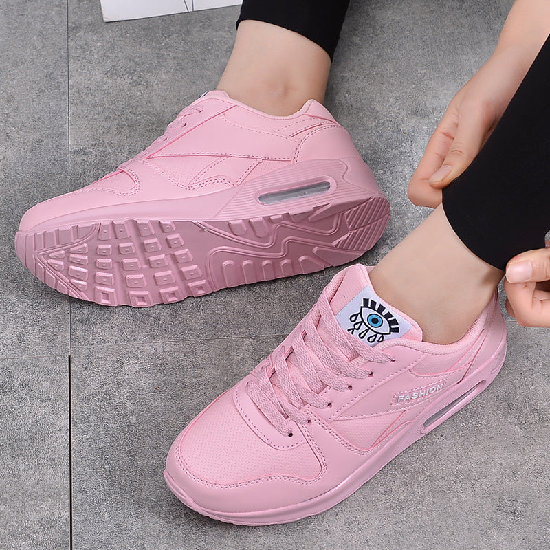 Stevvex pink women platform sneakers with air cushion sole, lace-up casual trainer on Tampa Home & Garden Store