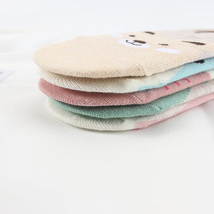 5 Pairs Cute Animal Spring Women Cotton Boat Socks Set Stevvex pastel ankle socks cat panda on Tampa Home & Garden Store